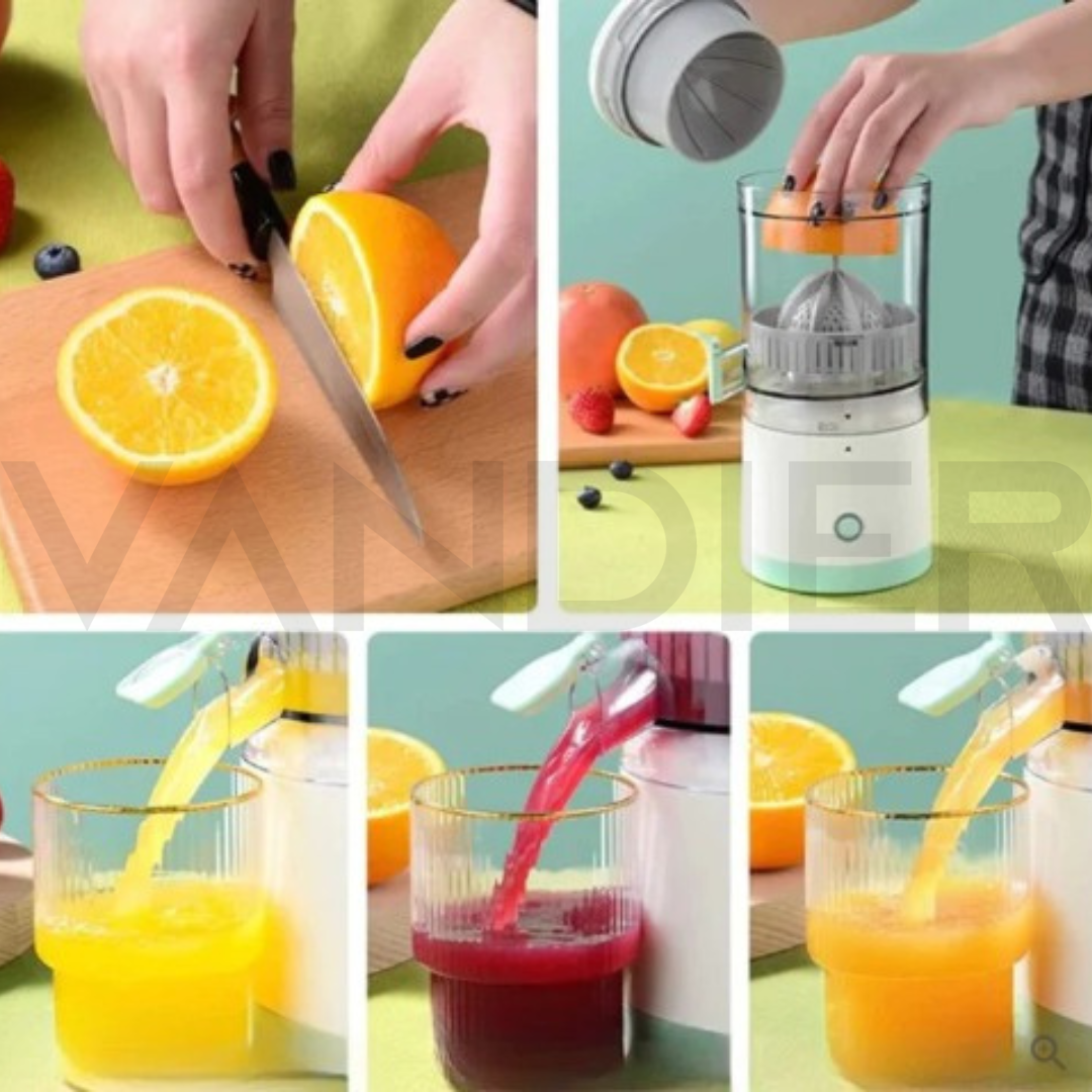 Exprimidor Portátil Automático USB-C 240ml, Para gran Variedad de Frutas y Verduras.