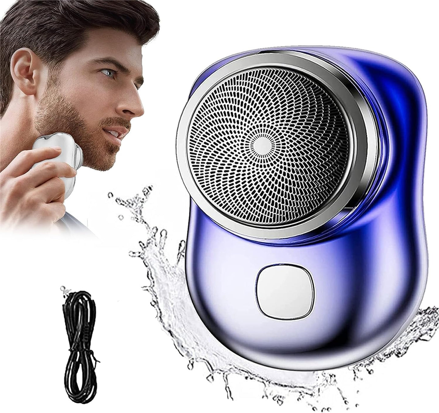 Mini Afeitadora Eléctrica Portátil Azul/Plata