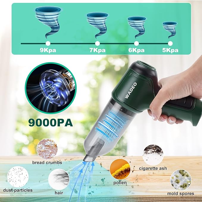 Aspiradora de Mano Portátil 3 en 1, Succión de 12000Pa y Diseño Compacto para Hogar y Automóvil.