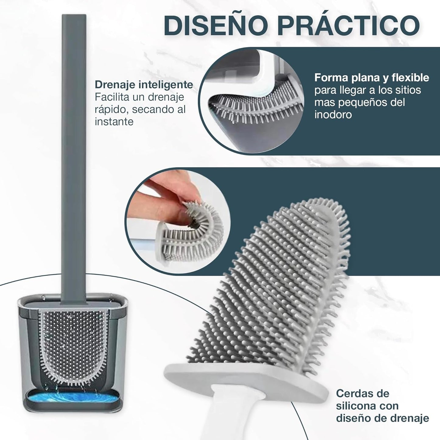 Cepillo de Silicona para Inodoro de Doble Capa.