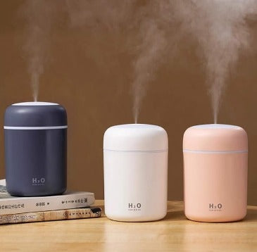 Humidificador de Aire Mini USB Compacto con Difusor de Aroma de Aceite Esencial y Luz Nocturna LED Colorida (Rosa)