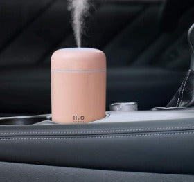 Humidificador de Aire Mini USB Compacto con Difusor de Aroma de Aceite Esencial y Luz Nocturna LED Colorida (Rosa)