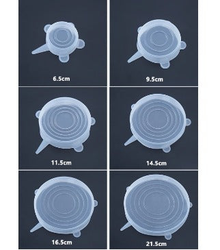 Set de 6 Tapas de Silicona Reutilizables, Tapas Protectoras de Taper