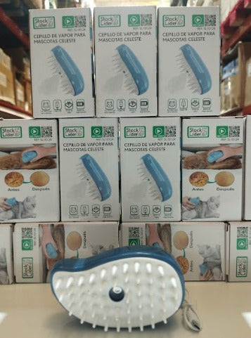 Cepillo Vaporoso para Gatos, Evita empapar Todo el Lugar. (Celeste)