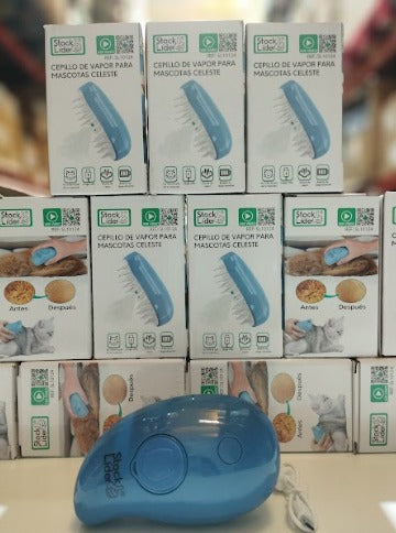 Cepillo Vaporoso para Gatos, Evita empapar Todo el Lugar. (Celeste)