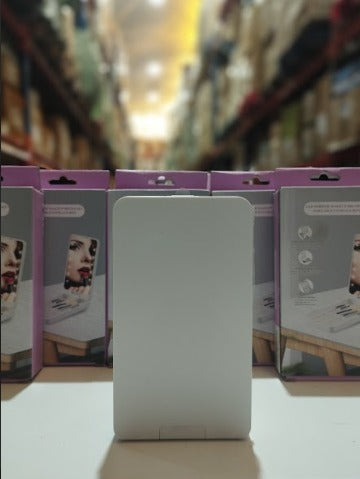 Espejo LED Plegable con Brochas de Maquillaje Portátil.