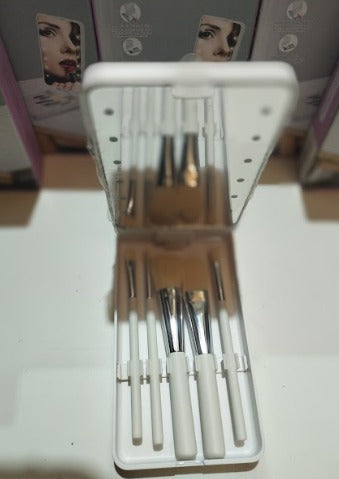 Espejo LED Plegable con Brochas de Maquillaje Portátil.