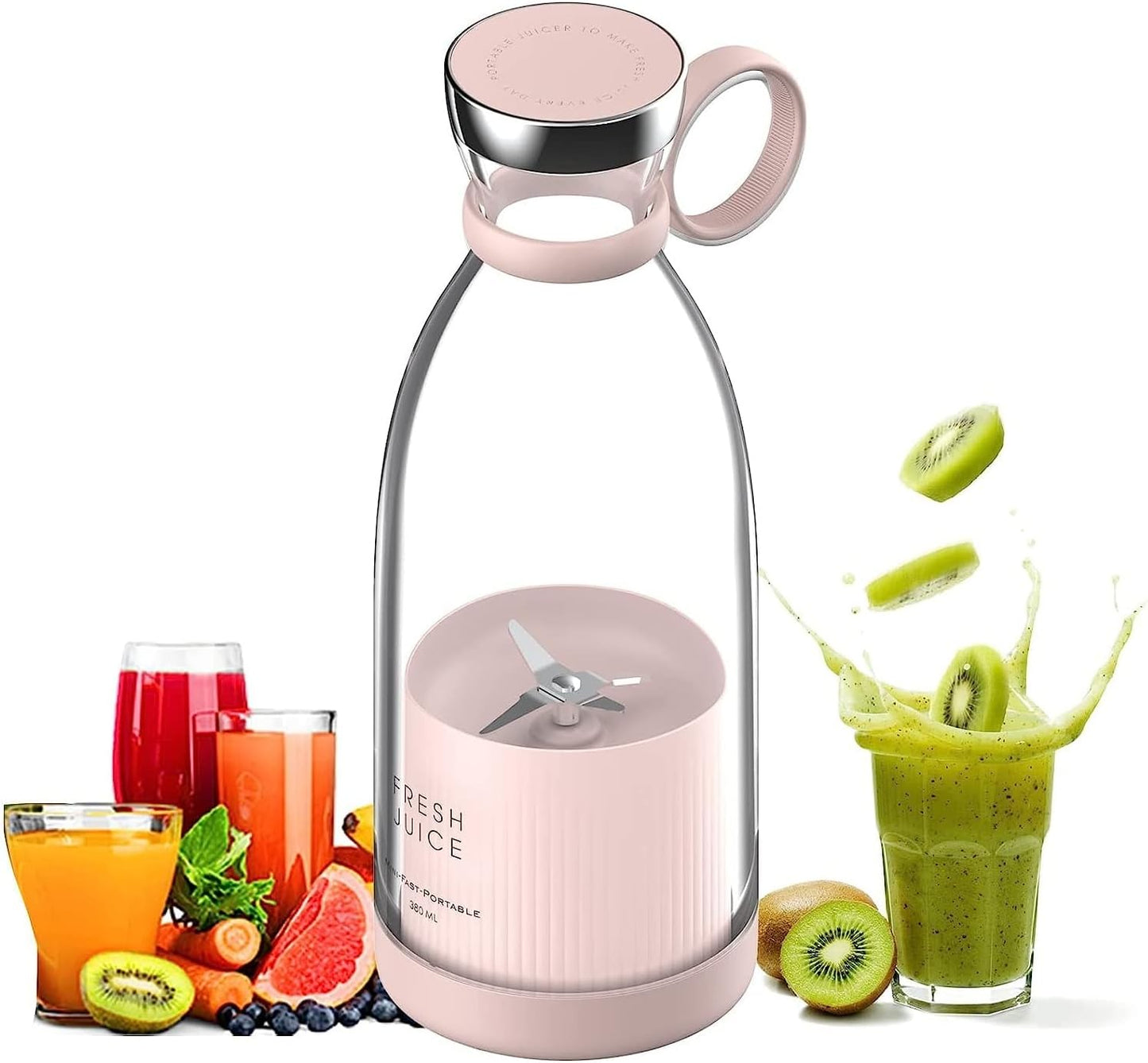 Batidora Licuadora Portátil Fresh Juice, 350ML Batidos Personales (Rosa)