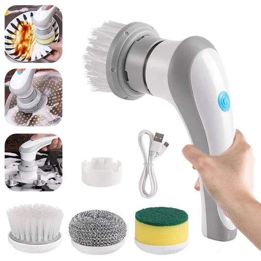 Cepillo de limpieza Eléctrico, Inalámbrico, Multifuncional, Rotación de 360 grados, 3 cabezales de cepillo reemplazables.