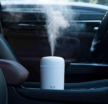 Humidificador de Aire Mini USB Compacto con Difusor de Aroma de Aceite Esencial y Luz Nocturna LED Colorida (Blanca)
