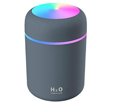 Humidificador de Aire Mini USB Compacto con Difusor de Aroma de Aceite Esencial y Luz Nocturna LED Colorida (Negro)