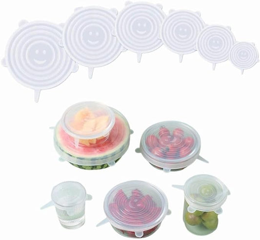 Set de 6 Tapas de Silicona Reutilizables, Tapas Protectoras de Taper